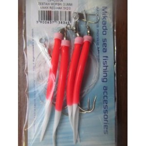 Черви красные с белыми кончиками на гирлянде Mikado